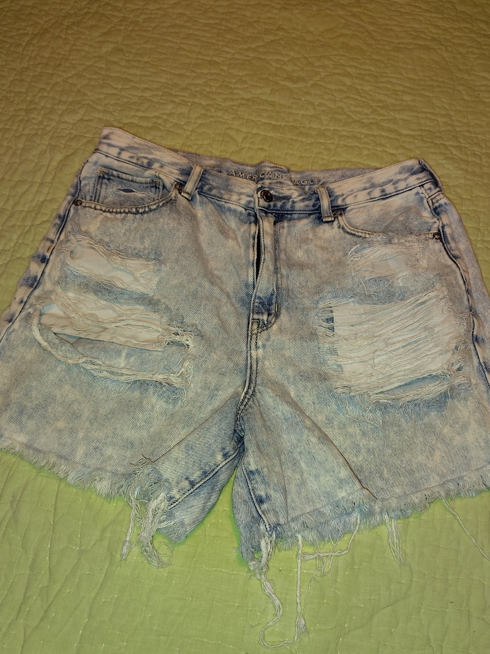 American Eagle Outfitters Light Blue Acid Wash Ripped Denim Shorts